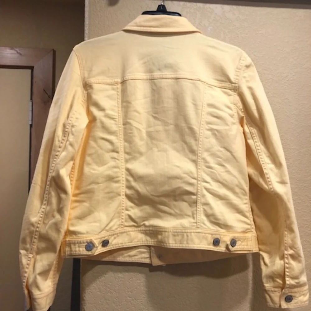 Talbots trucker denim jacket yellow sz m - Picture 7 of 8